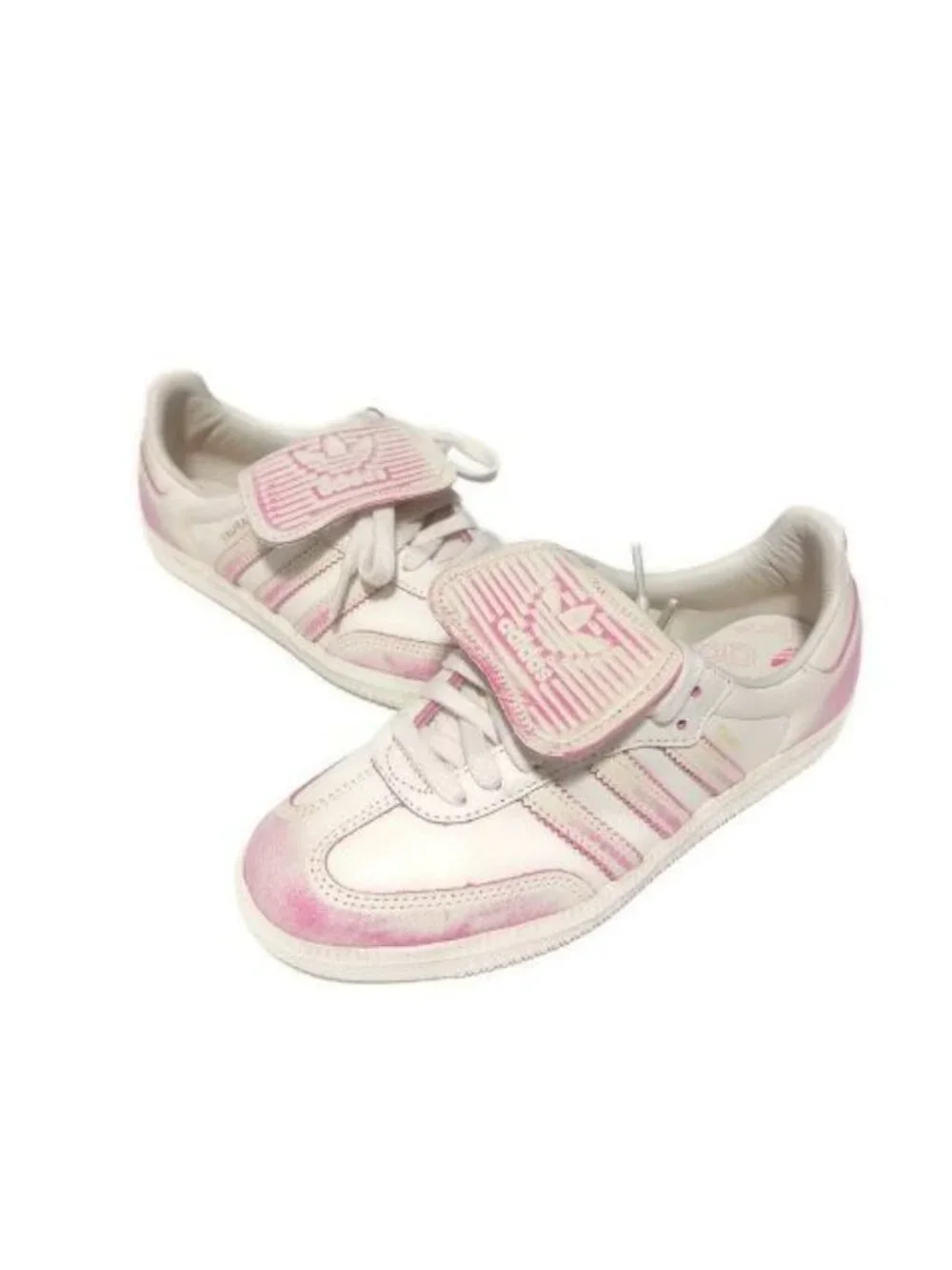 Adidas Samba LT Womens Size 9.5 Cream White Shock Pink Leather Sneaker Shoes New